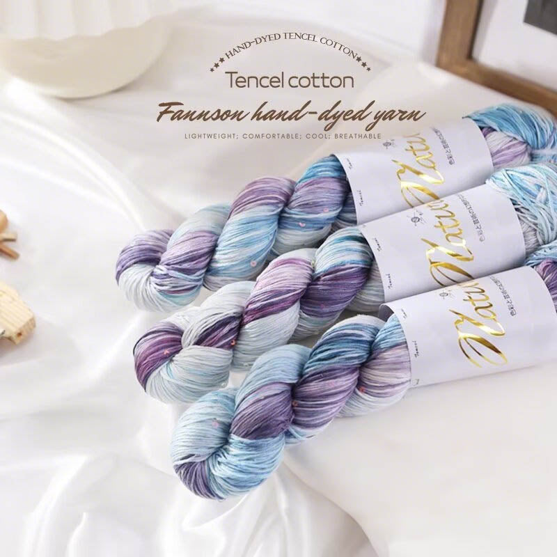 Blue ombre hand-dyed yarn skeins
