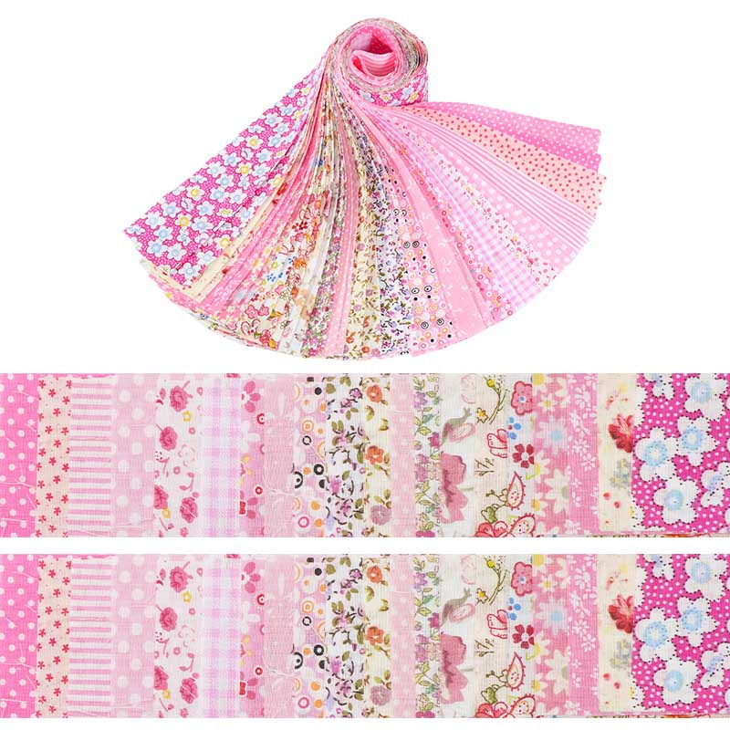 Baby Pink Precut Fabric Rolls - Floral, Plaid & Plant Patterns