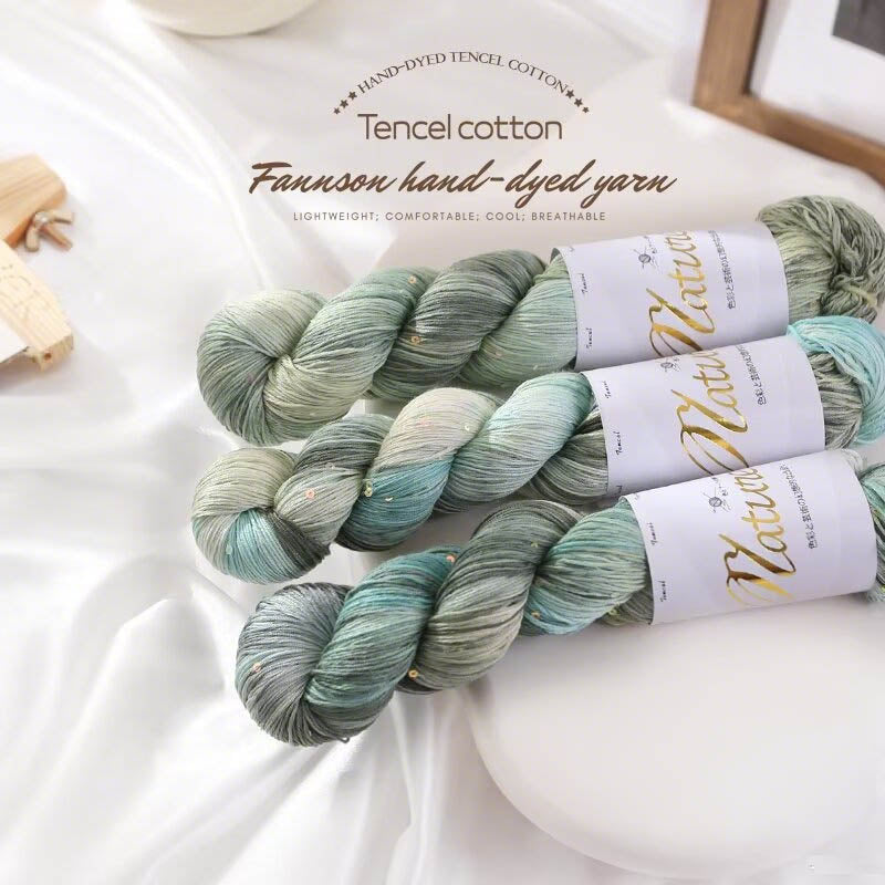 Green ombre hand-dyed yarn skeins