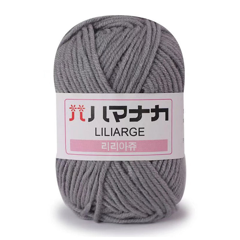 Liliarge DK Yarn in grey, 100% acrylic, 25g, perfect for knitting and crocheting projects.