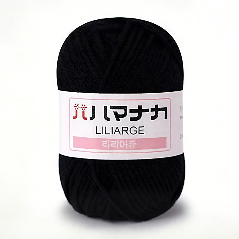 Black Liliarge Yarn, DK weight, 100% acrylic, 25g, ideal for knitting and crocheting projects.