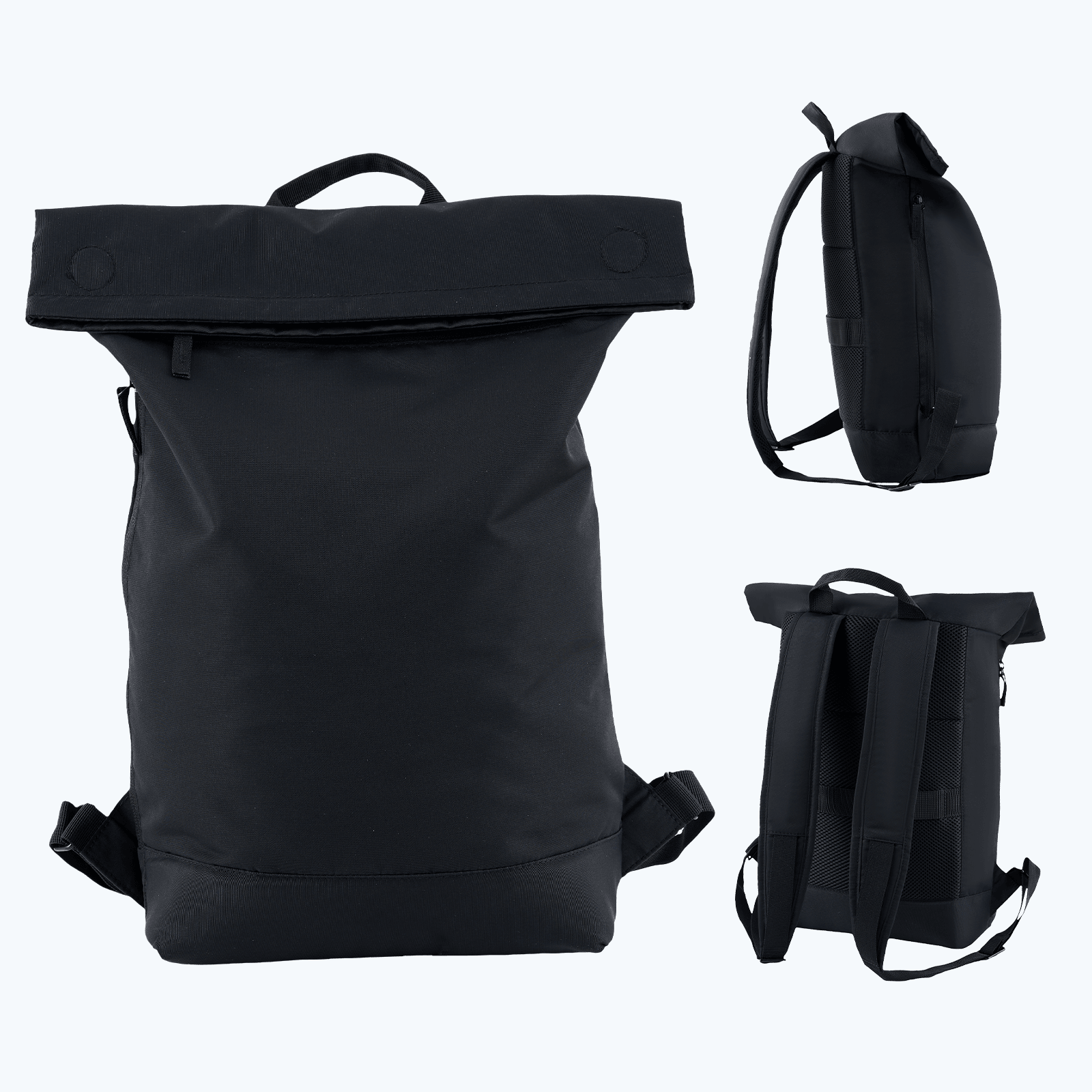 Rolltop Laptop Backpack for Men Women, Lightweight,Water-Resistant Laptop Backpack Large Capacity Adjustable 20L for Travel College Camping,Black - iMZOON
