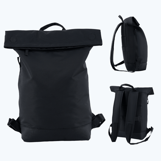 Rolltop Laptop Backpack for Men Women, Lightweight,Water-Resistant Laptop Backpack Large Capacity Adjustable 20L for Travel College Camping,Black - iMZOON