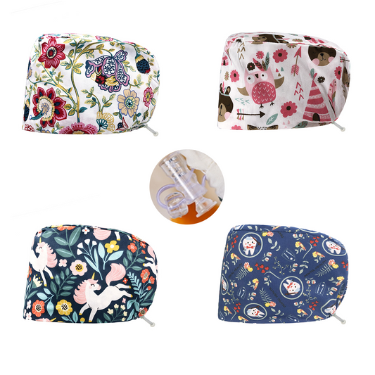 Scrub Caps, 4-Piece Set, Animal