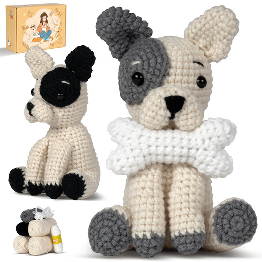 Beginner Crochet Kit, 2-Bulldog Set