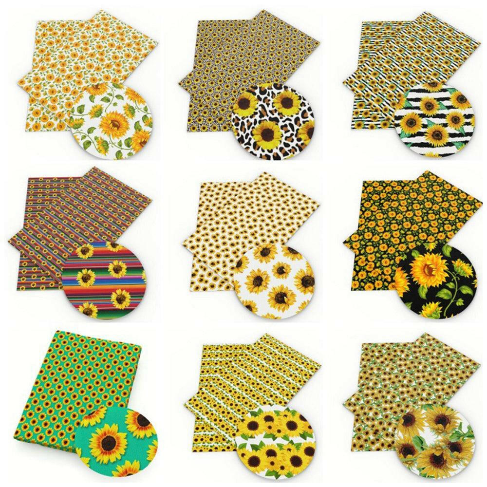 19.7 inch Cotton Fabric Squares Sunflower Design, 10 - piece set - iMZOON