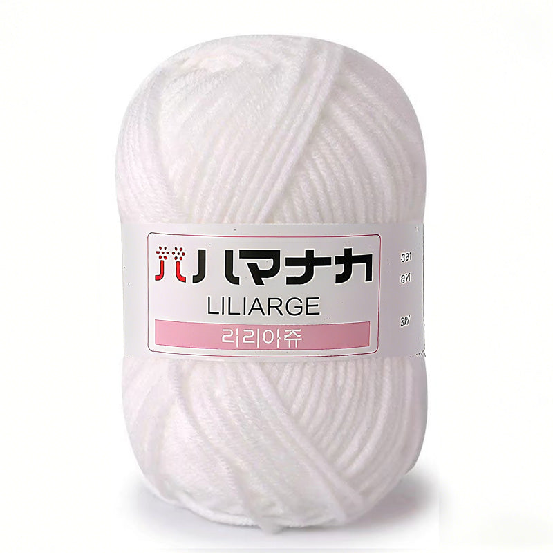 Liliarge Yarn DK weight, 100% Acrylic in soft white color, ideal for knitting and crocheting projects.