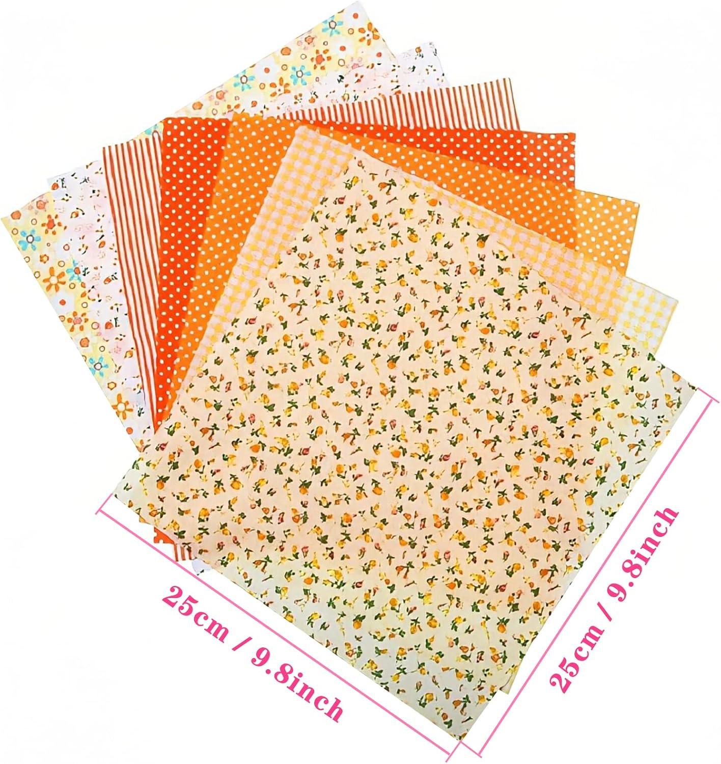 <50% Off> 9.8-Inch Cotton Fabric Squares, 35-piece set, in 5 colorful series, Yellow/Green/Blue/Pink/Purple - iMZOON