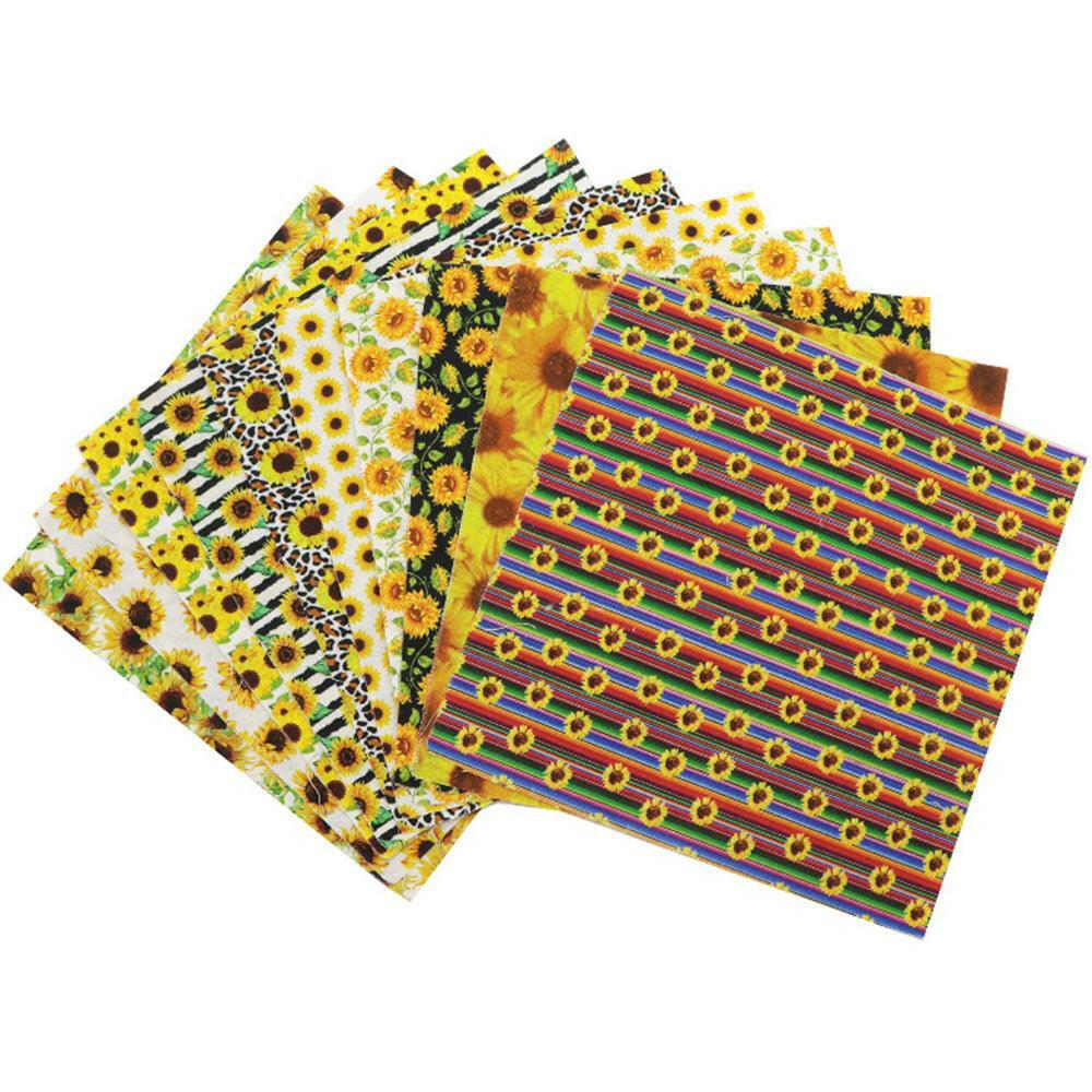 19.7 inch Cotton Fabric Squares Sunflower Design, 10 - piece set - iMZOON