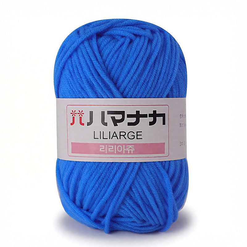 Liliarge Yarn in vibrant blue color, DK weight, 100% acrylic, perfect for knitting and crocheting projects.