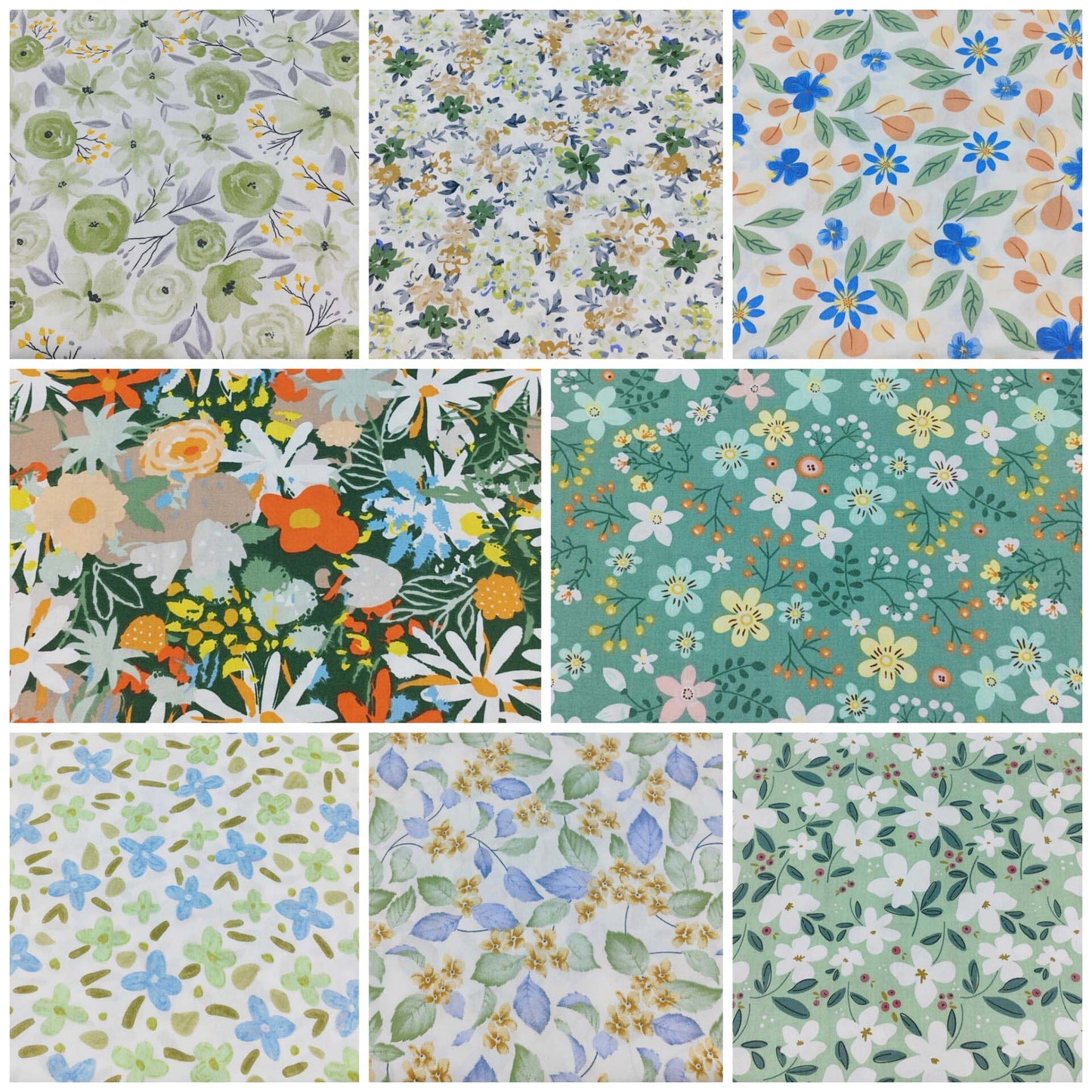 Fat Quarter Bundle, 8-Piece Set, Green