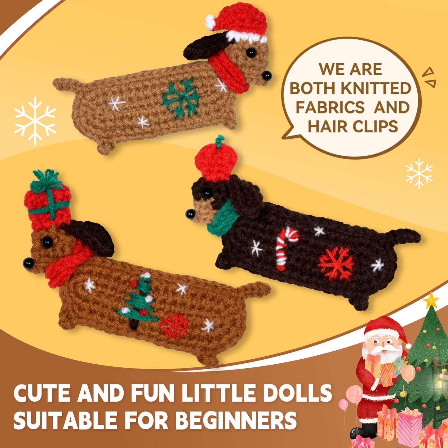 Beginnner Crochet Kit, 3-Dachshund Set