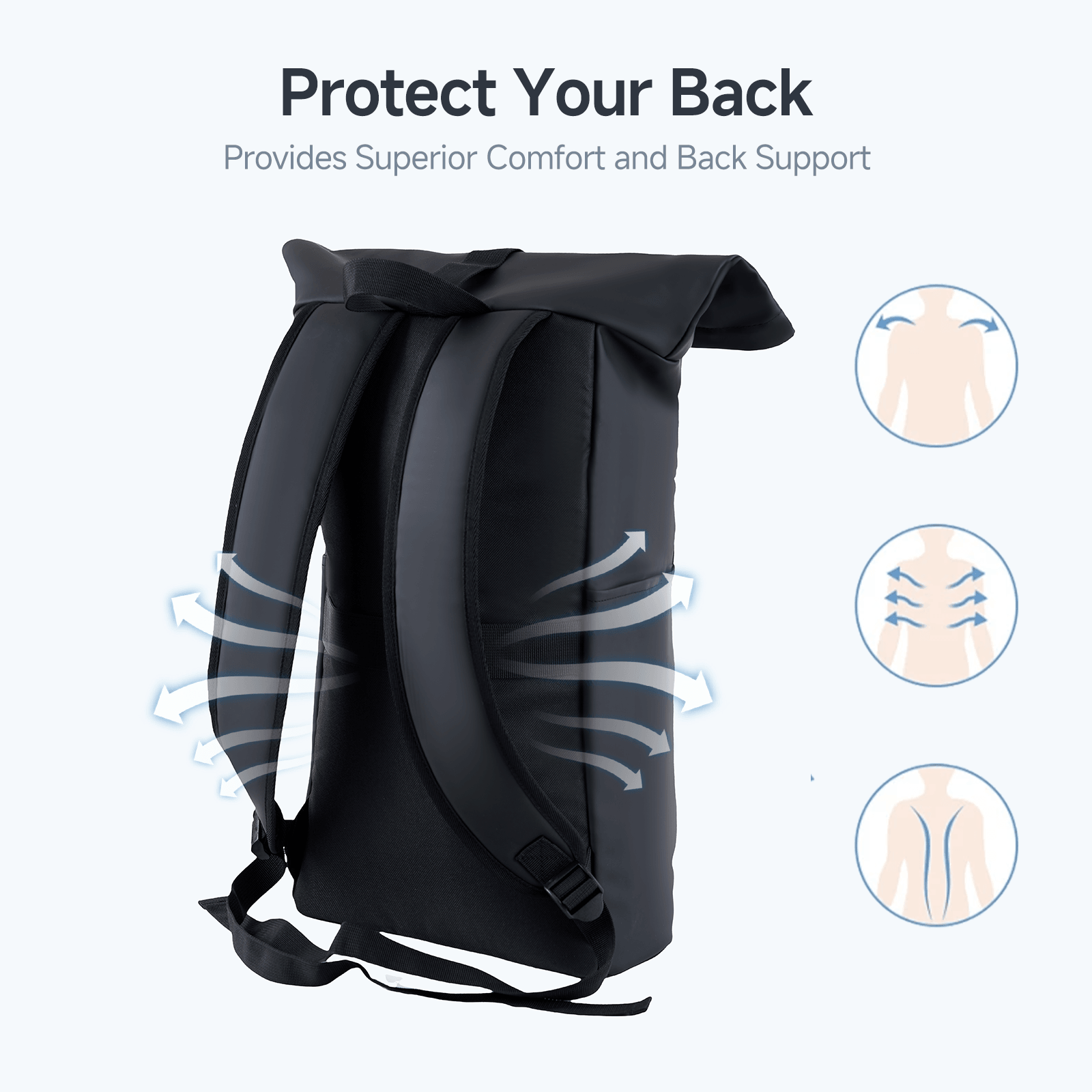 Foldable Backpack for Men, PU Water-Resistant Laptop Backpack Large Capacity Adjustable 23L for Travel University Camping,Black - iMZOON