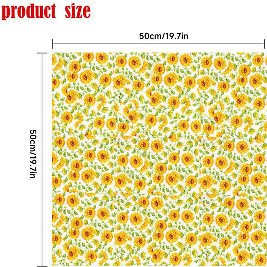 19.7 inch Cotton Fabric Squares Sunflower Design, 10 - piece set - iMZOON