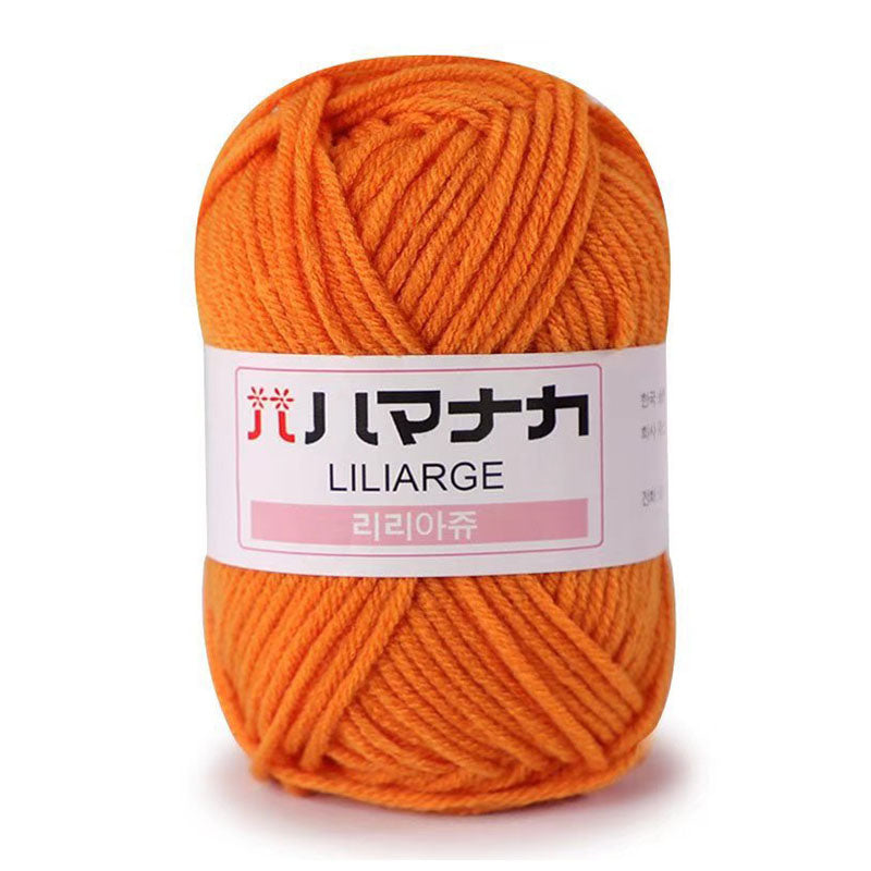 Liliarge DK yarn in vibrant orange color, 100% acrylic, suitable for knitting and crocheting projects.