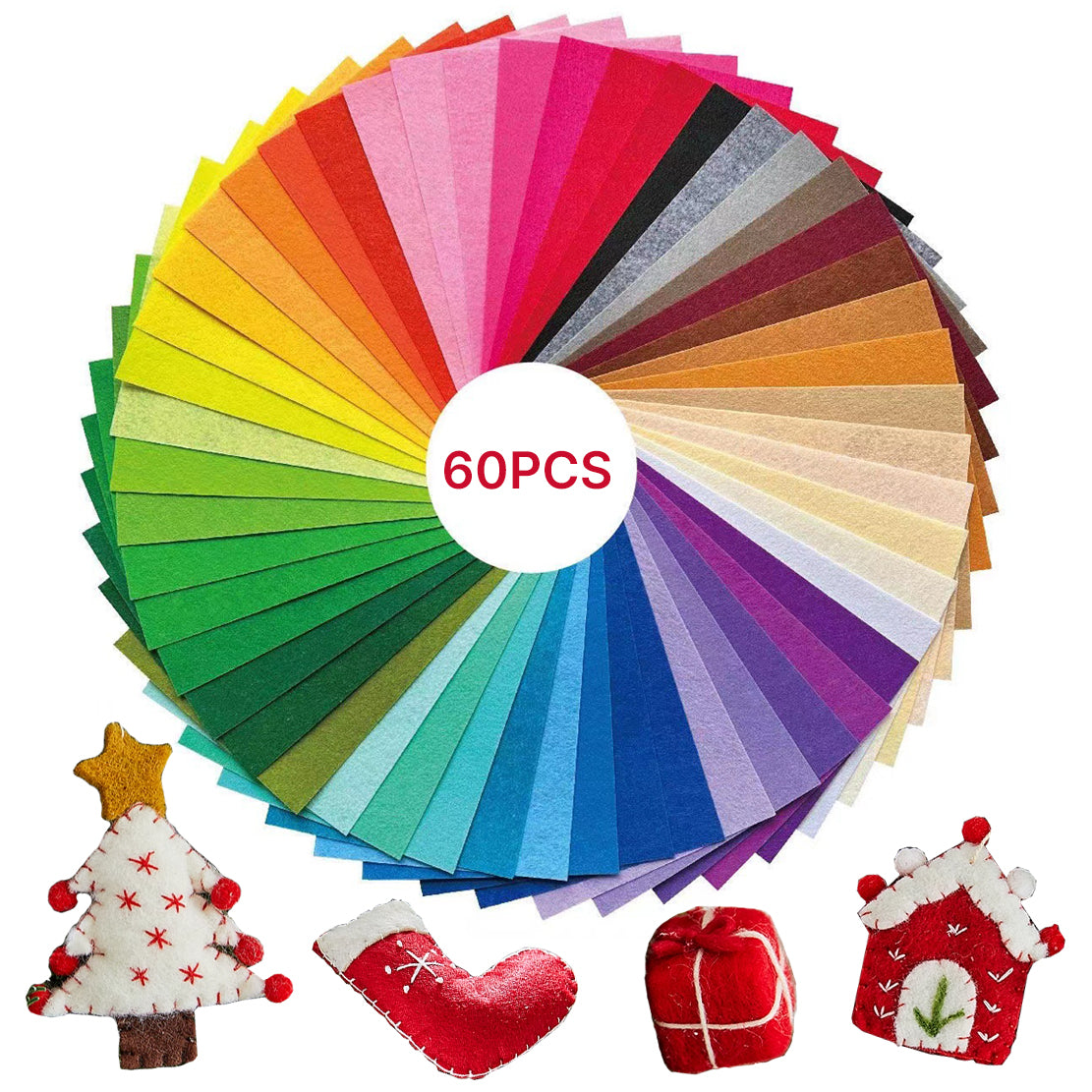 8 x 12 Inches Felt Sheets for Crafts, 60-piece set, Felts, Batting, Nonwoven Fabrics for DIY Sewing, Patchwork, School Projects, Decorations - iMZOON