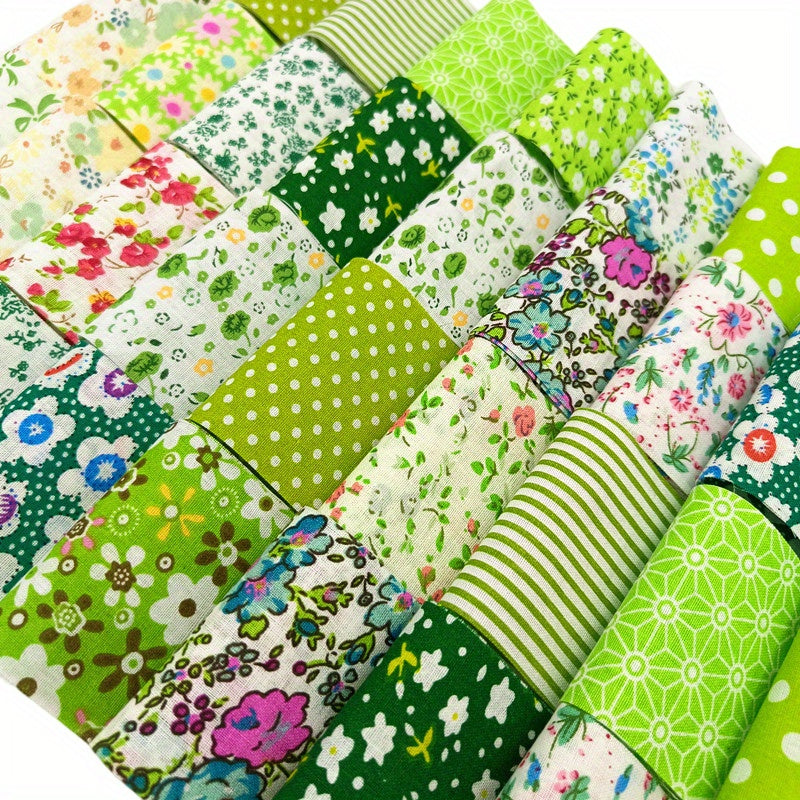 Assorted floral fabric swatches, diverse patterns, sewing/quilting use