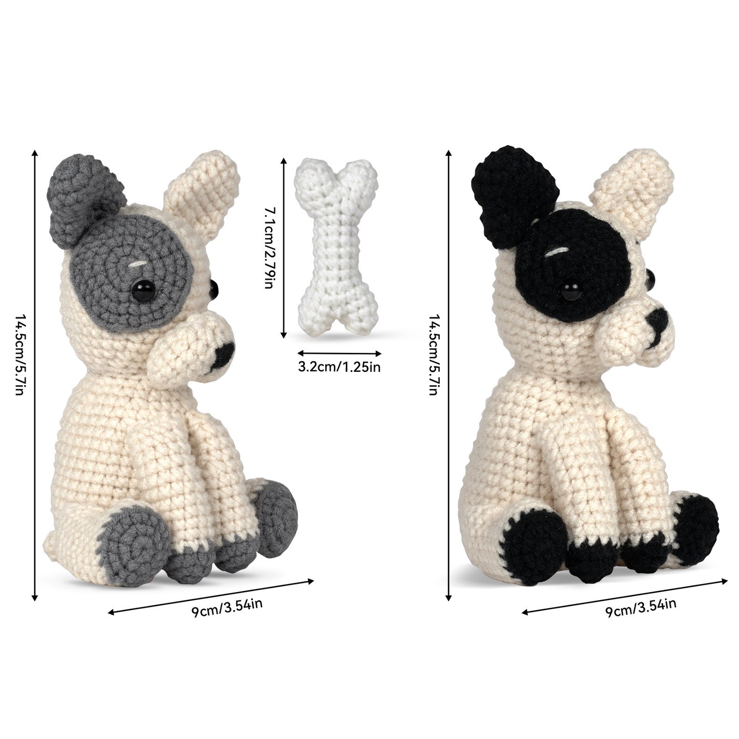 Beginner Crochet Kit, 2-Bulldog Set