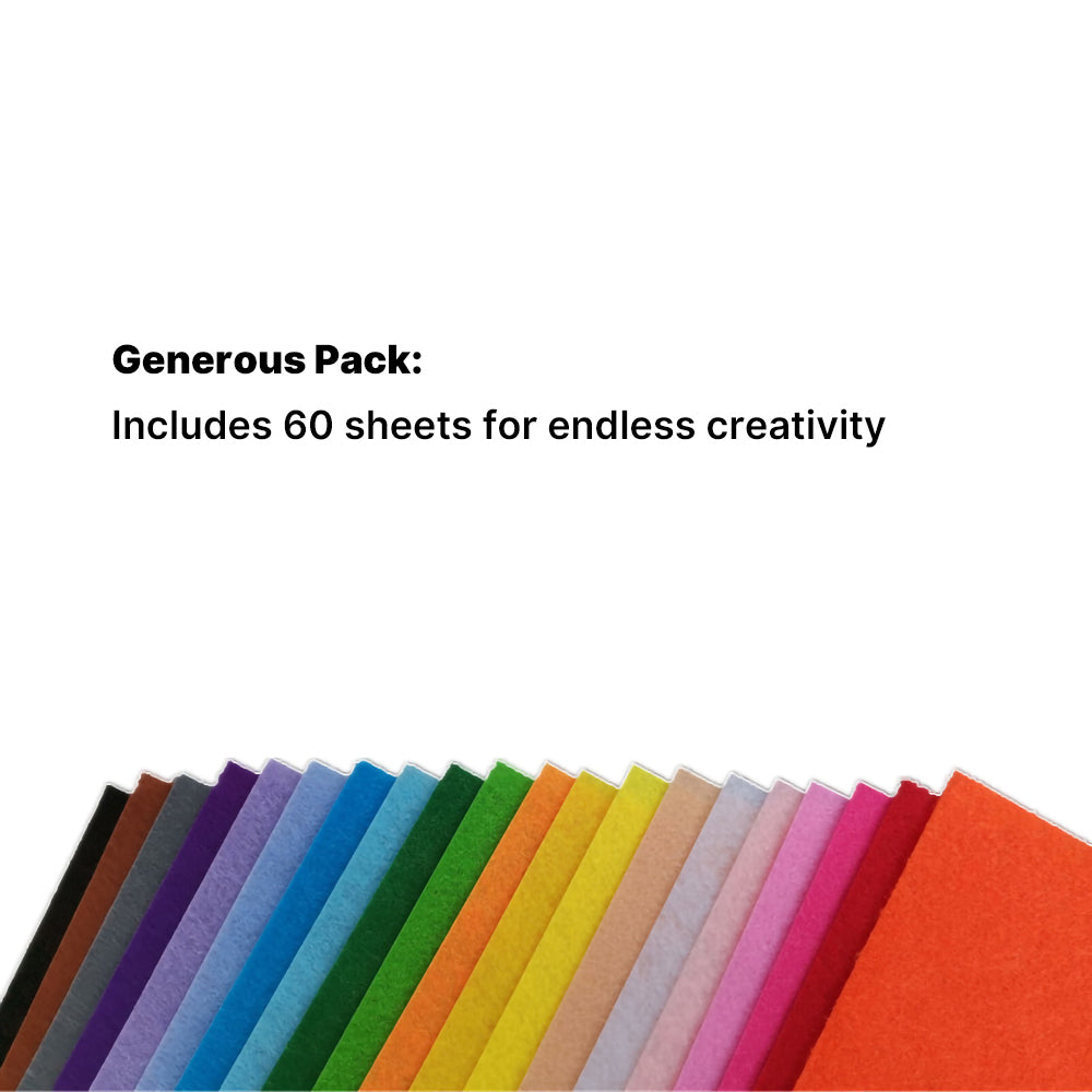 8 x 12 Inches Felt Sheets for Crafts, 60-piece set, Felts, Batting, Nonwoven Fabrics for DIY Sewing, Patchwork, School Projects, Decorations - iMZOON