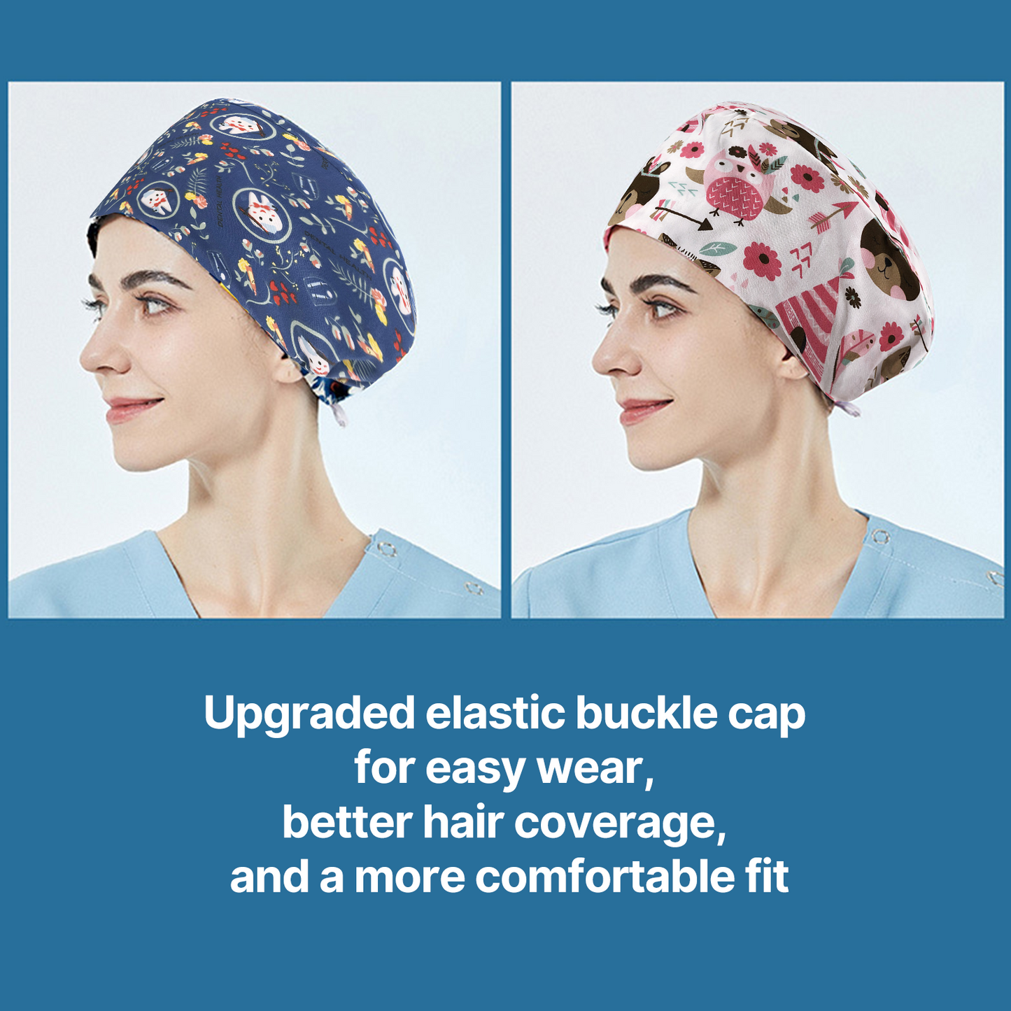 Scrub Caps, 4-Piece Set, Animal