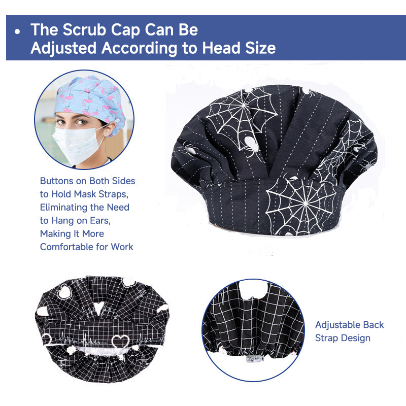 Scrub Caps, 4-Piece Set, Halloween