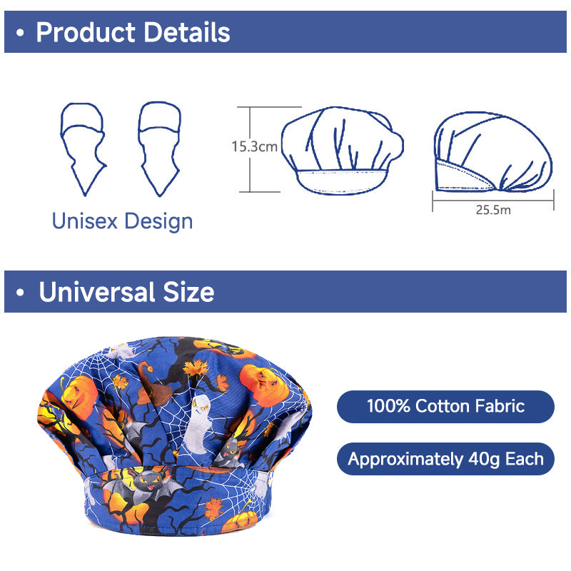 Scrub Caps, 4-Piece Set, Halloween
