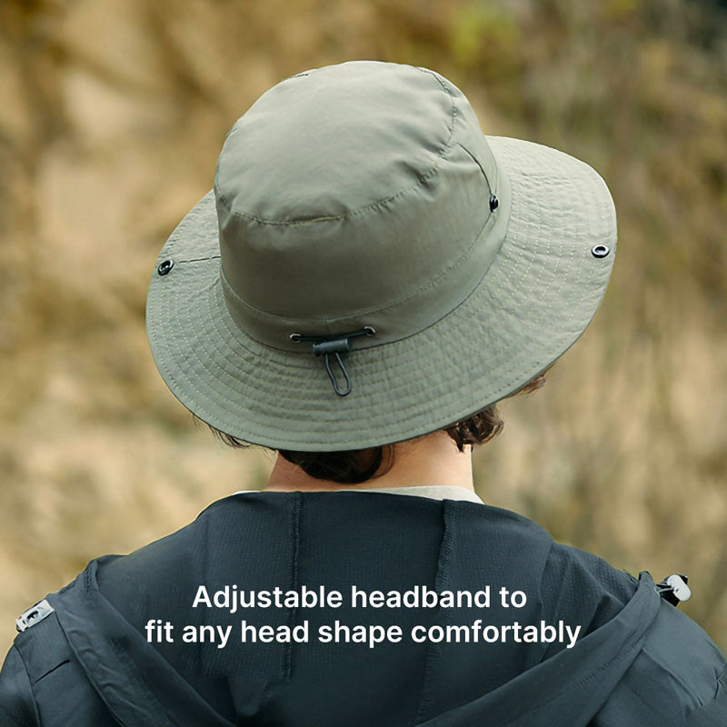 Bucket hat with adjustable headband
