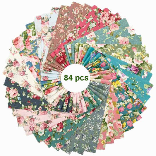 84-Piece Floral Fabric Strips Bundle