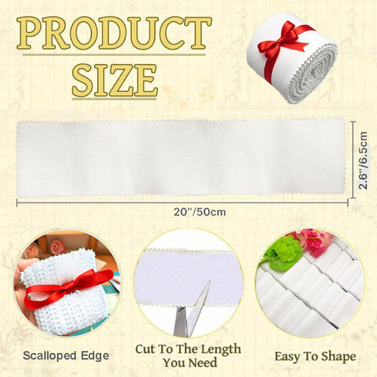 2.6"×20" (6.5cm×50cm) fabric strips white, scalloped edge fabric