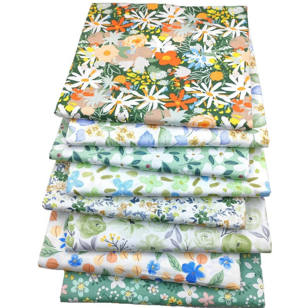 8Pcs 18x22 inch Quilting Cotton Fabric Squares Quilting Supplies Multi-Color Design Printed Floral Fabric for DIY-Green - iMZOON