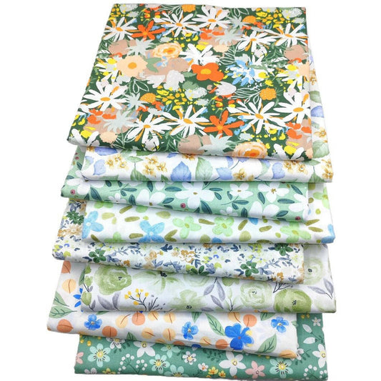 8Pcs 18x22 inch Quilting Cotton Fabric Squares Quilting Supplies Multi-Color Design Printed Floral Fabric for DIY-Green - iMZOON