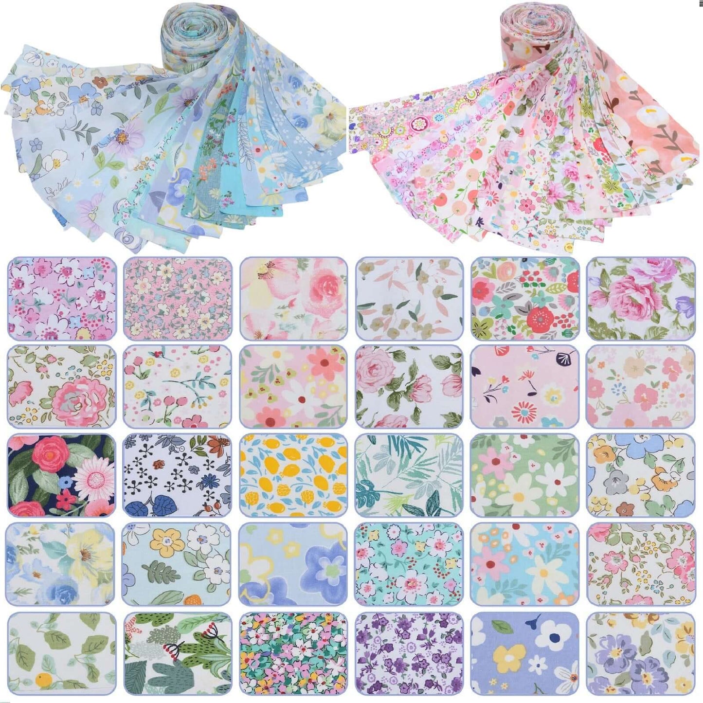 Jelly Roll Fabric Strips - 2.6 Inch Cotton Fabric, 40-piece set, Pink&Blue - iMZOON