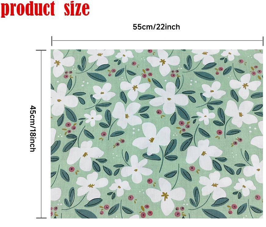 8Pcs 18x22 inch Quilting Cotton Fabric Squares Quilting Supplies Multi-Color Design Printed Floral Fabric for DIY-Green - iMZOON