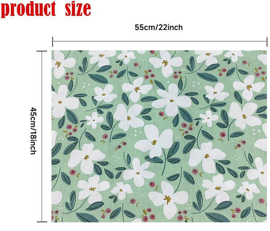 8Pcs 18x22 inch Quilting Cotton Fabric Squares Quilting Supplies Multi-Color Design Printed Floral Fabric for DIY-Green - iMZOON
